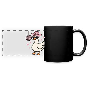 Kawaii Disco Ente mit Herzbrille - Panorama-Tasse farbig - Schwarz - Vorne