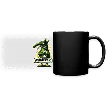 Green Monster Dino with Whatever Attitude - Full Colour Panoramic Mug - black - Front