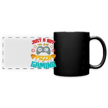 Juste un garçon qui adore la pizza et les jeux vidéo - Mug panoramique uni - noir - Devant
