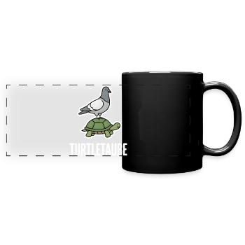 Turteltaube lustiges Wortspiel Taube Schildkröte - Panorama-Tasse farbig - Schwarz - Vorne