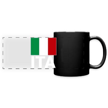 Italien Flagge mit ITA Abkürzung - Panorama-Tasse farbig - Schwarz - Vorne