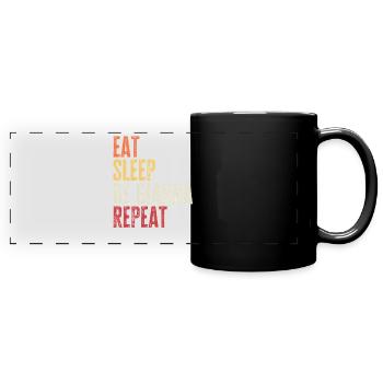 Mange, dors Sois Gianna, répète le nom rétro - Mug panoramique uni - noir - Devant