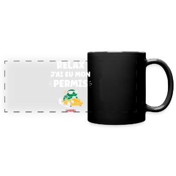 Humour permis de conduire - Mug panoramique uni - noir - Devant