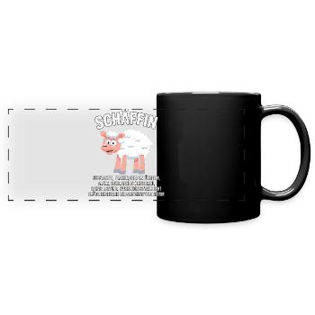 Sheep - Alpha Sheep with Sunglasses - Full Colour Panoramic Mug - black - Front