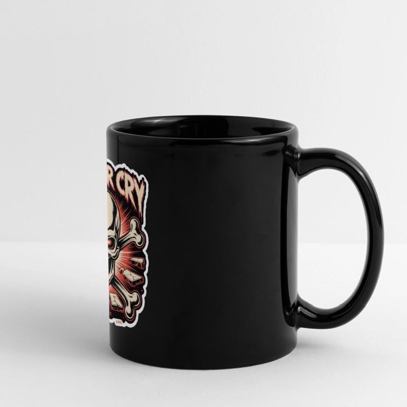 Skate- oder Cry-Skull-Tee-Design Panorama-Tasse farbig