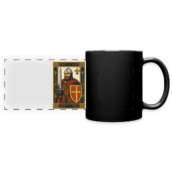 Medieval Knight Tile Emblem - Full Colour Panoramic Mug - black - Front