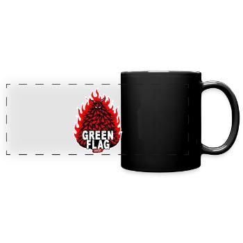 Flaming Green Flag Crest - Full Colour Panoramic Mug - black - Front