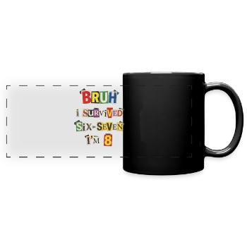 Bruh Überlebt 8 Meme-Collage - Panorama-Tasse farbig - Schwarz - Vorne
