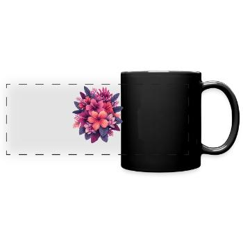 Tropical hibiscus flowers - Full Colour Panoramic Mug - black - Front
