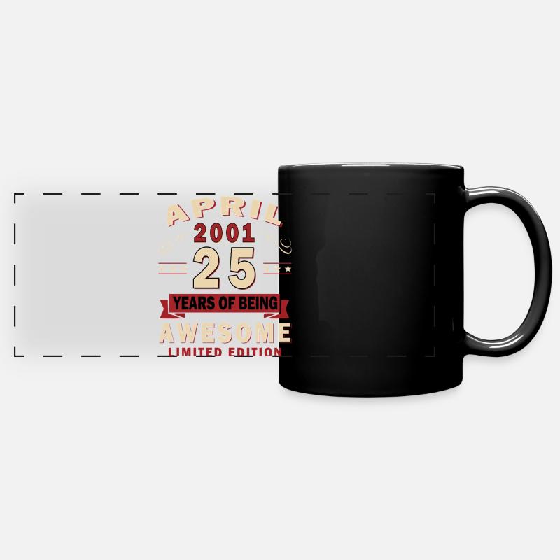 25th Birthday Gift Husband Original April 2001 - Full Colour Panoramic Mug - black