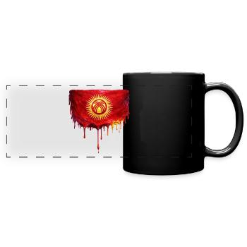 Kyrgyzstan Flagge im Tropfenstil - Panorama-Tasse farbig - Schwarz - Vorne