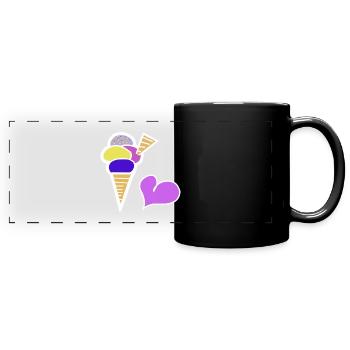 Eiscreme Eis  Eiswaffel Kinder Retro 60er - Panorama-Tasse farbig - Schwarz - Vorne