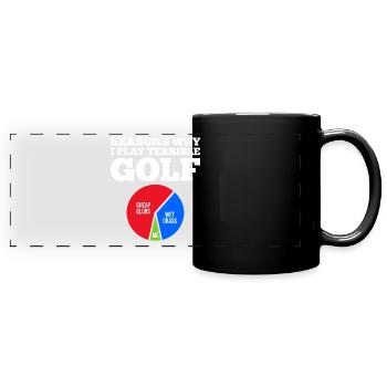 Gründe, warum Golfliebhaber Golfer ist - Panorama-Tasse farbig - Schwarz - Vorne