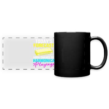 Harmonica Folk Music Folk Festival - Full Colour Panoramic Mug - black - Front