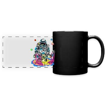 Psychedelische Astronauten-Schmelz-Regenbogen-Weltraum-Schleimkunst - Panorama-Tasse farbig - Schwarz - Vorne
