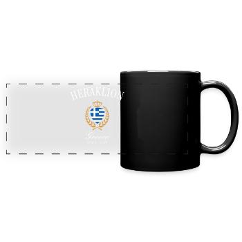 Armoiries de Héraklion Grèce Souvenir de voyage de la couronne - Mug panoramique uni - noir - Devant