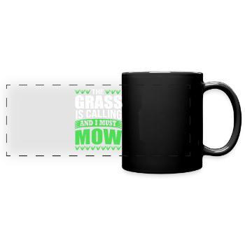 Rasenmäher Rasen (Wiese) - Panorama-Tasse farbig - Schwarz - Vorne