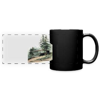 Modern Yoga Retreat Cabin - Full Colour Panoramic Mug - black - Front
