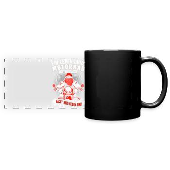 Leben auf zwei Rädern Sinn macht Motorrad Fahrer - Panorama-Tasse farbig - Schwarz - Vorne