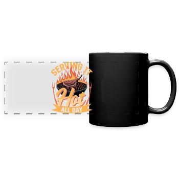 BBQ Grilling Meat Smoking Barbecue - Full Colour Panoramic Mug - black - Front