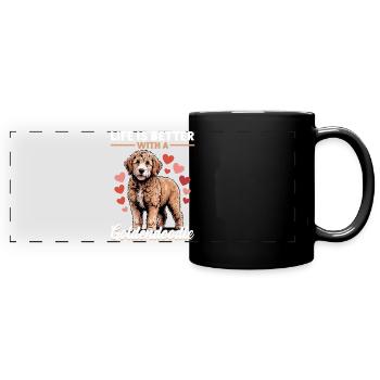 Goldendoodle Dog Breed - Full Colour Panoramic Mug - black - Front