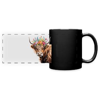 Bovins écossais des Highlands - Mug panoramique uni - noir - Devant
