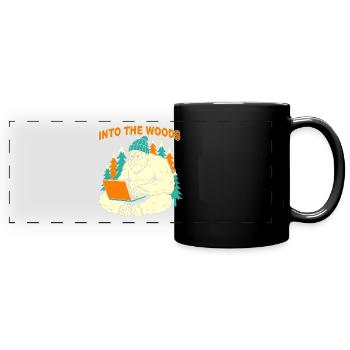Sasquatch-Laptop im Wald - Panorama-Tasse farbig - Schwarz - Vorne