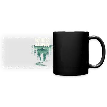 Wander Slowly Langsames Wandern Wald - Panorama-Tasse farbig - Schwarz - Vorne