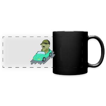 Raupe Auto - Panorama-Tasse farbig - Schwarz - Vorne