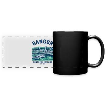 Bord de mer du port de la marina d’Irlande du Nord de Bangor - Mug panoramique uni - noir - Devant