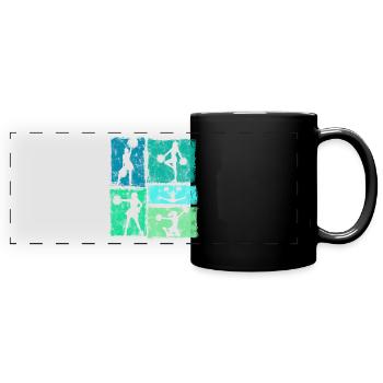 Cheer Squad Cheerleader Sport Retro Style - Full Colour Panoramic Mug - black - Front