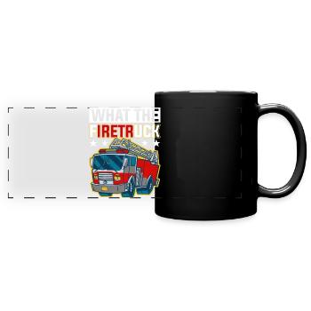 What the Firetruck Cartoon Fire Truck - Full Colour Panoramic Mug - black - Front