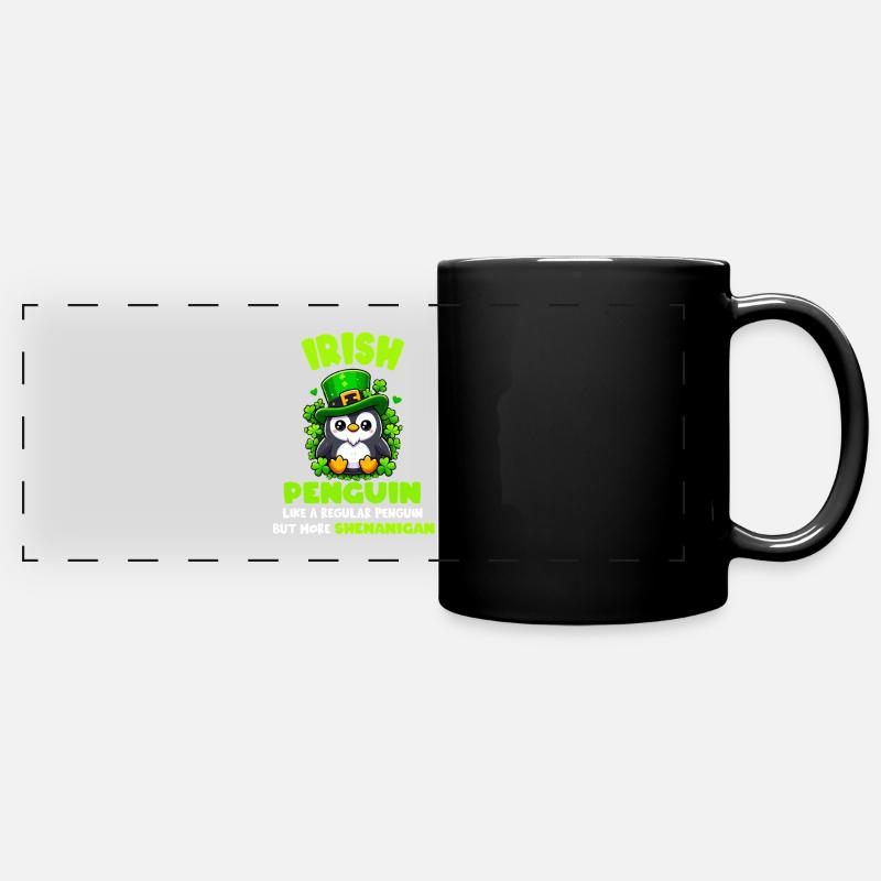 Irish shenanigan penguin - Full Colour Panoramic Mug - black
