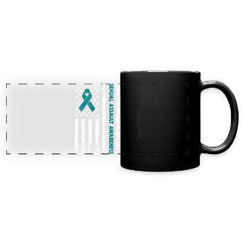 Teal Ribbon Sexual Assault Awareness American flag - Full Colour Panoramic Mug - black - Front