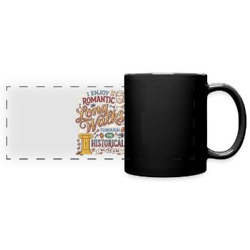 J’adore les longues promenades romantiques à travers son - Mug panoramique uni - noir - Devant