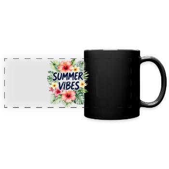 Summer Vibes Tropical Blossoms - Full Colour Panoramic Mug - black - Front
