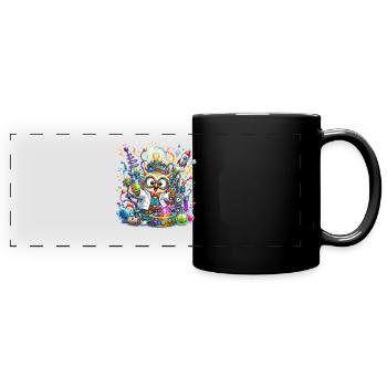 Des scientifiques hiboux dans le chaos des laboratoires - Mug panoramique uni - noir - Devant