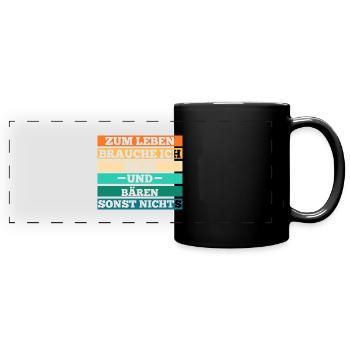 Wein Braunbär Bär - Panorama-Tasse farbig - Schwarz - Vorne