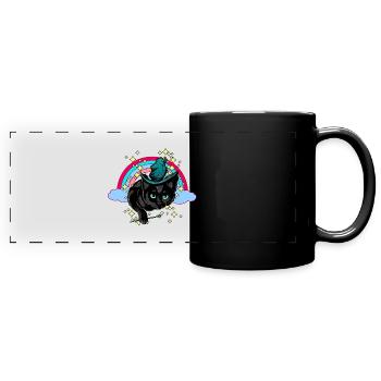 Magic Rainbow Spell Cat Magic - Full Colour Panoramic Mug - black - Front