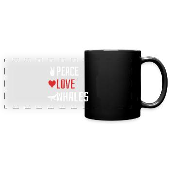 Peace Love Whales - Heart - Full Colour Panoramic Mug - black - Front