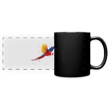 Papagei - Panorama-Tasse farbig - Schwarz - Vorne