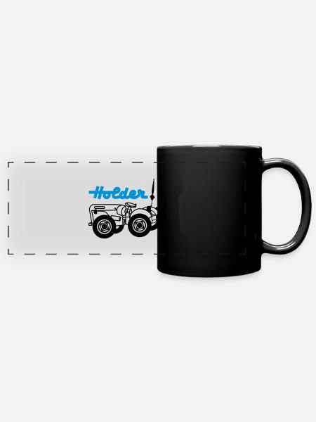 Holder mit Schriftzug - Panorama-Tasse farbig - Schwarz