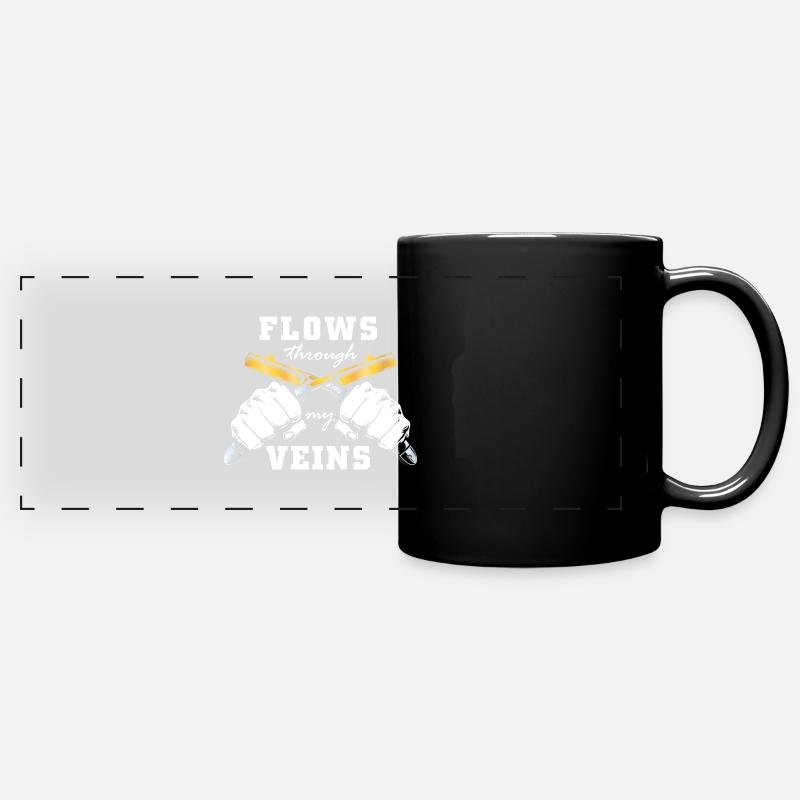 coule dans mes veines Design pour un barbier ou - Mug panoramique uni - noir