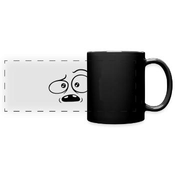 Visage comique sceptique confus - Mug panoramique uni - noir - Devant
