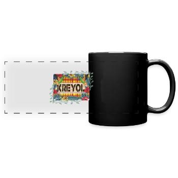 Belle Idee cadeau KREYOL OU CREOLE style madras - Mug panoramique uni - noir - Devant