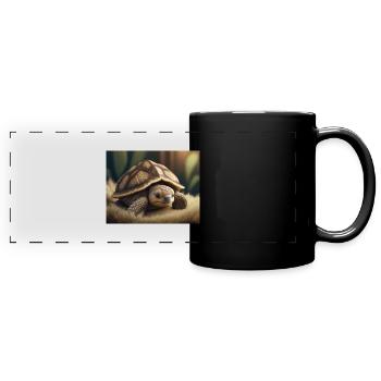 Cute animals doing hibernation – turtle - Full Colour Panoramic Mug - black - Front