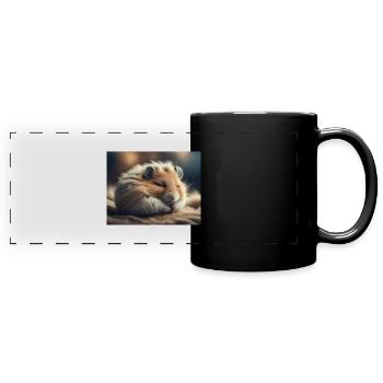 Cute animals doing hibernation – hamster - Full Colour Panoramic Mug - black - Front