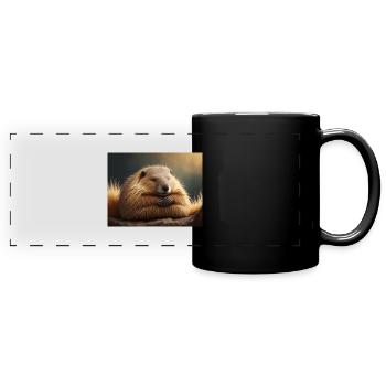 Cute animals doing hibernation – marmot - Full Colour Panoramic Mug - black - Front