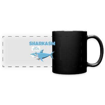 Sharkasm Deep Sea Predator Great White Shark - Full Colour Panoramic Mug - black - Front