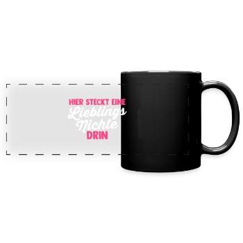 Nichte - Panorama-Tasse farbig - Schwarz - Vorne